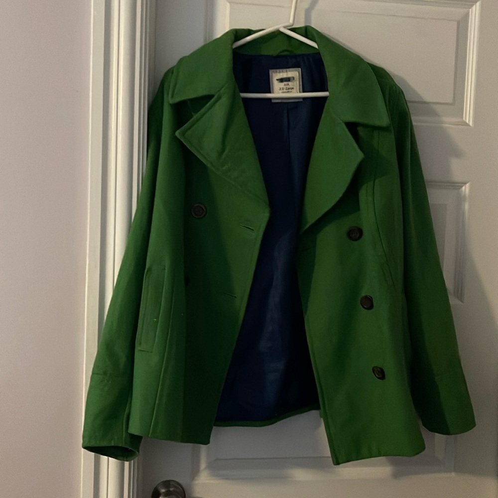 Green button up coat
